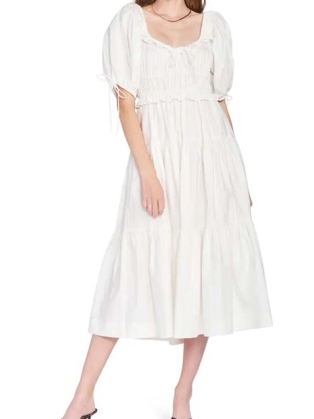 En Saison Tiered Midi Dress - White